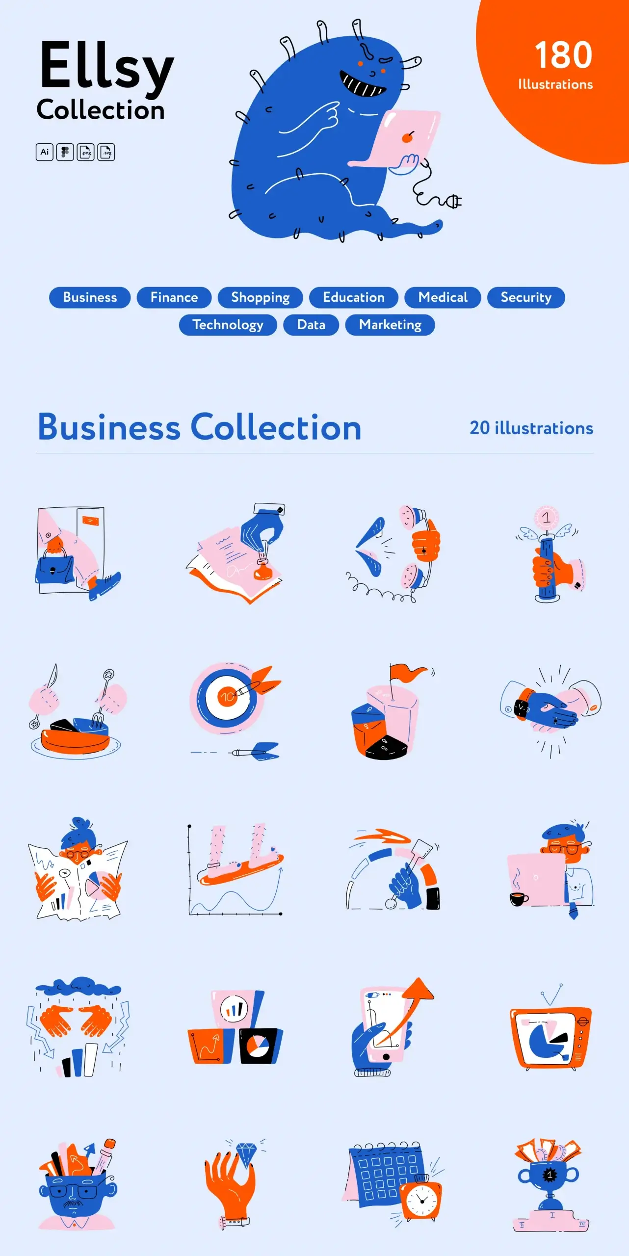 创意简约插图素材模板Ellsy Collection — Illustrations on UI8插图8