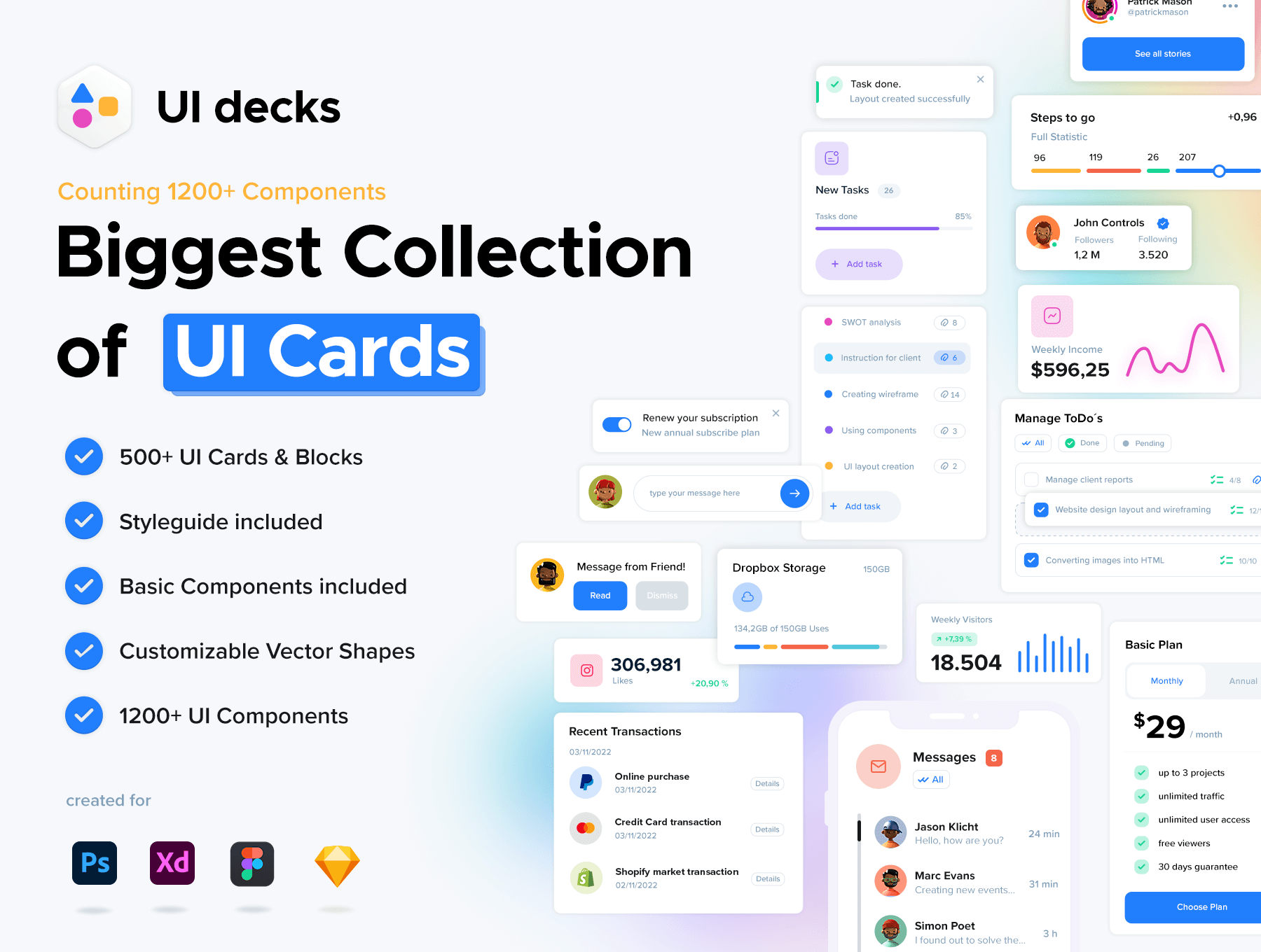 UI面板卡片风格和模块化UI控件 Decks – Cards and Blocks插图