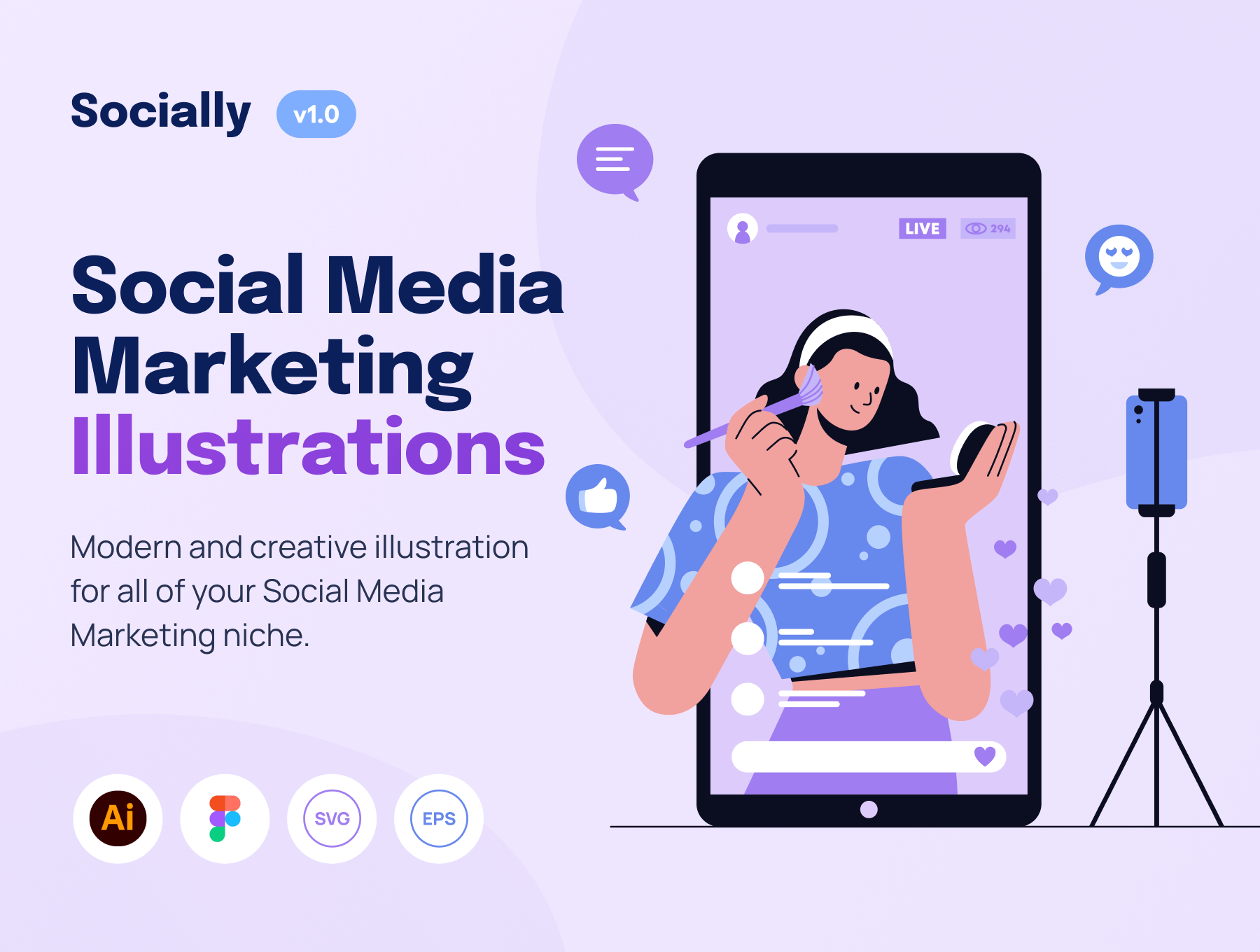 社交-社交媒体营销插图集Socially – Social Media Marketing Illustration Set插图