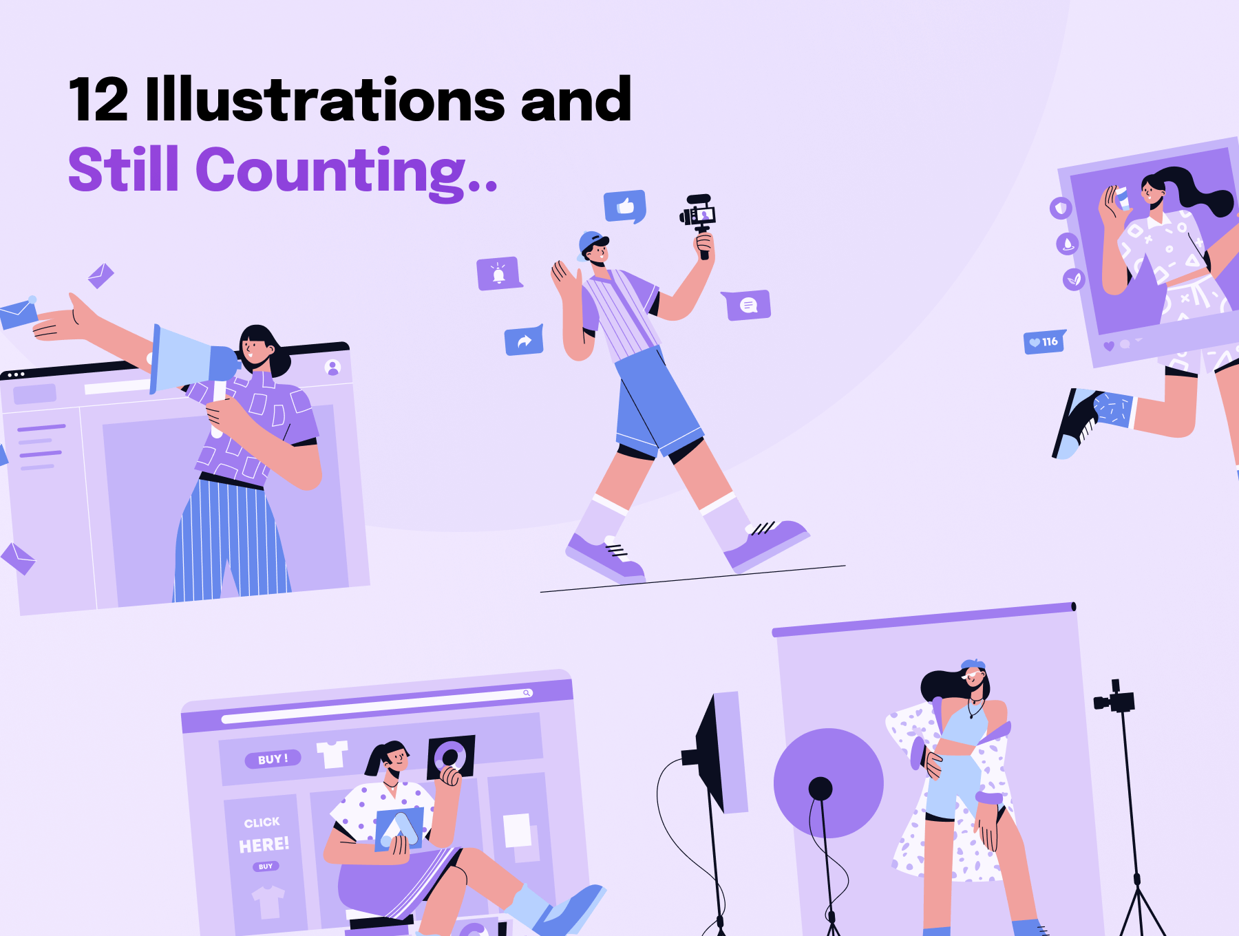 社交-社交媒体营销插图集Socially – Social Media Marketing Illustration Set插图6