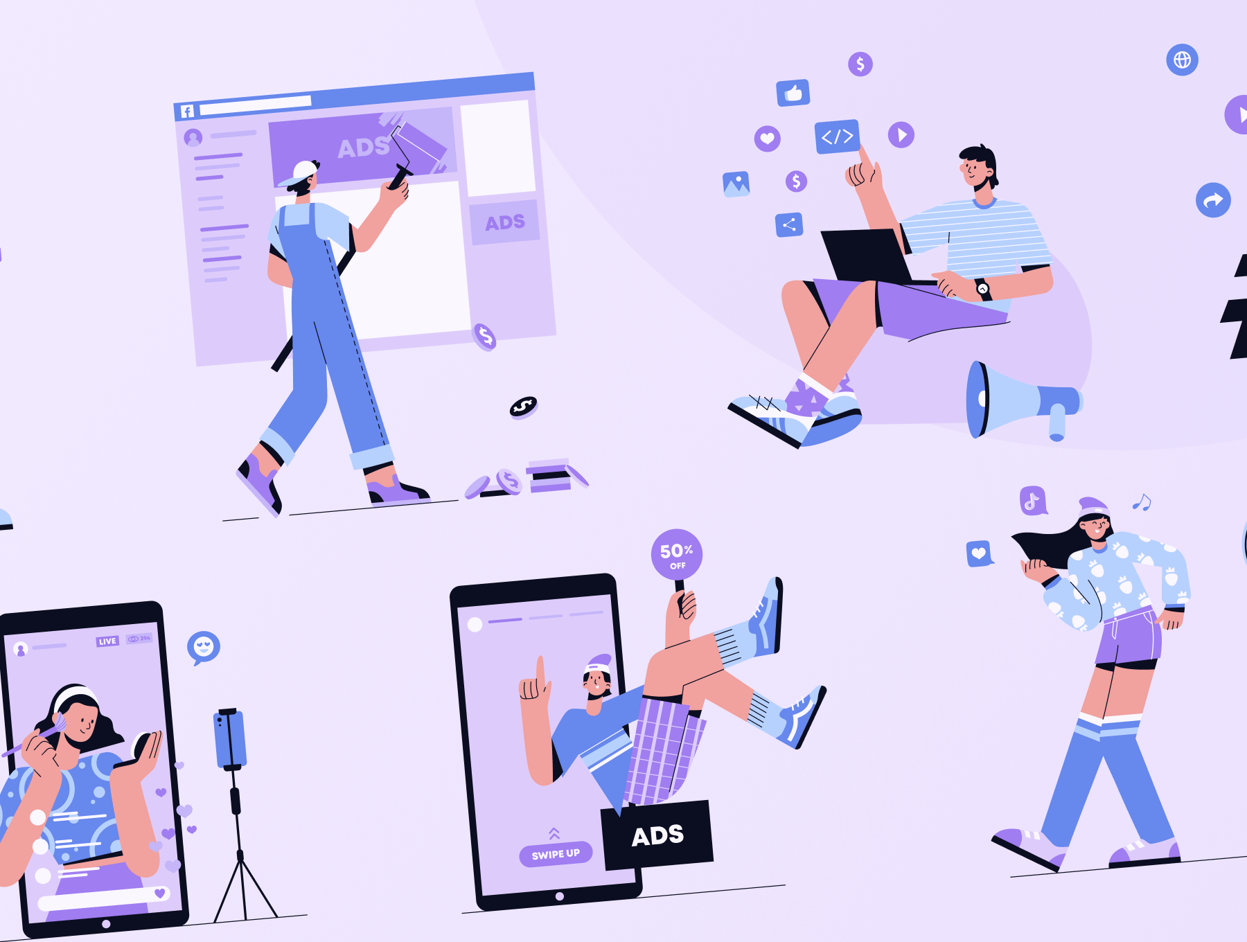 社交-社交媒体营销插图集Socially – Social Media Marketing Illustration Set插图7