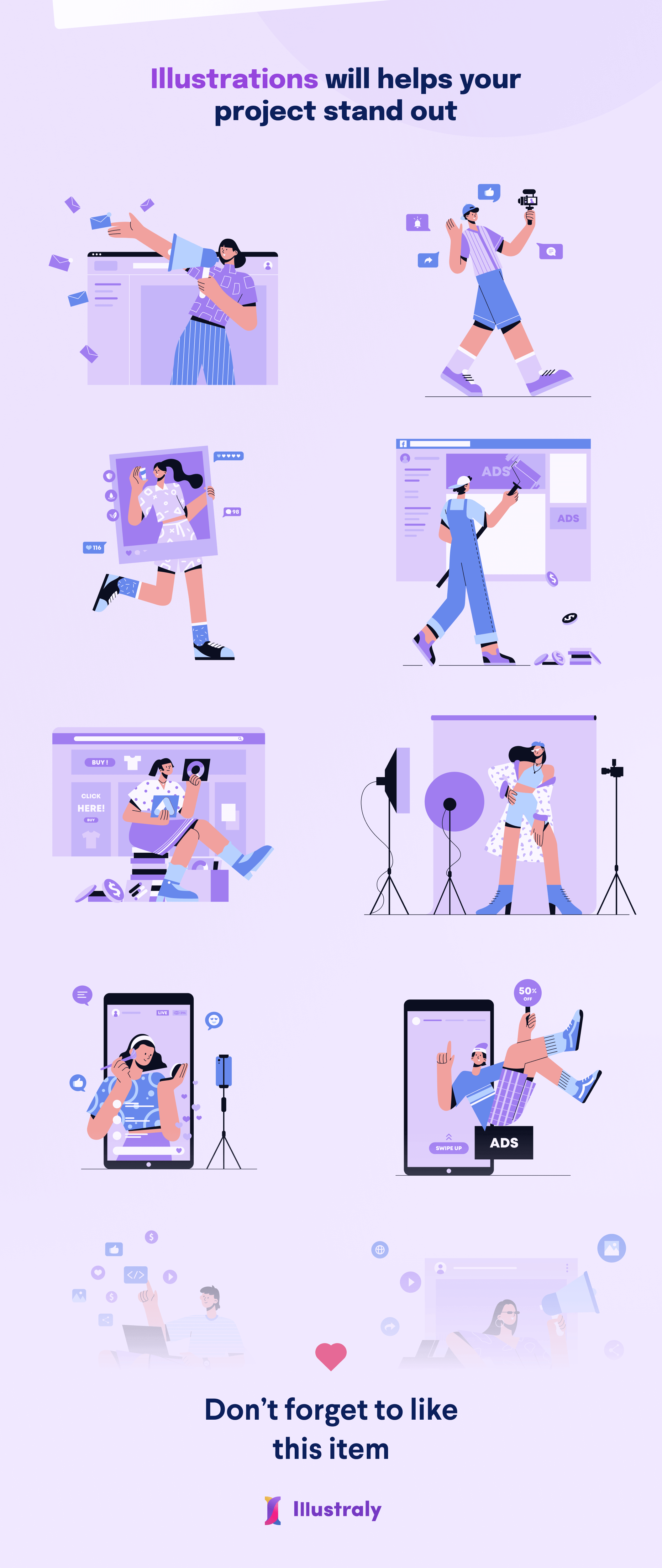 社交-社交媒体营销插图集Socially – Social Media Marketing Illustration Set插图9