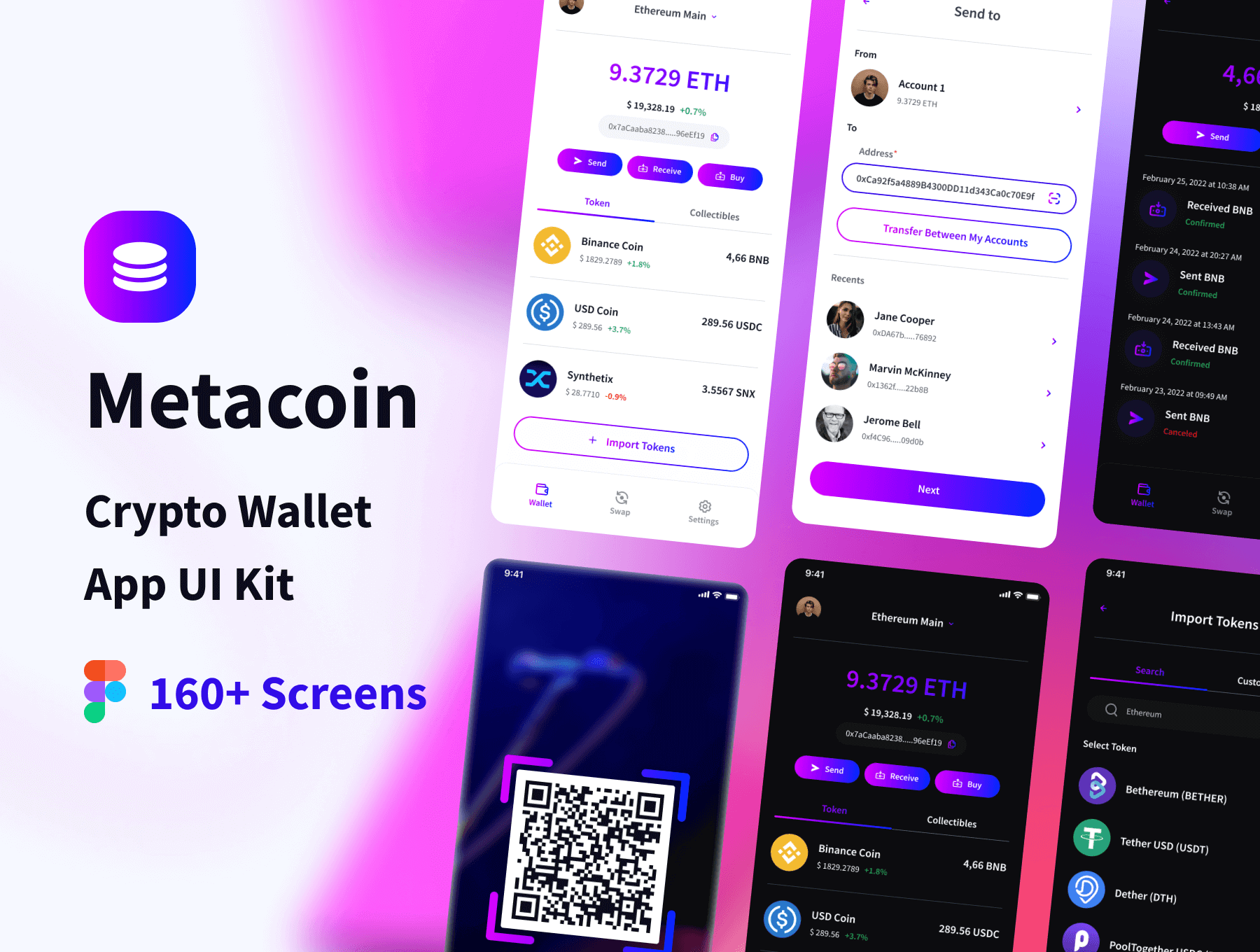 加密钱包应用UI套件Metacoin – Crypto Wallet App UI Kit插图