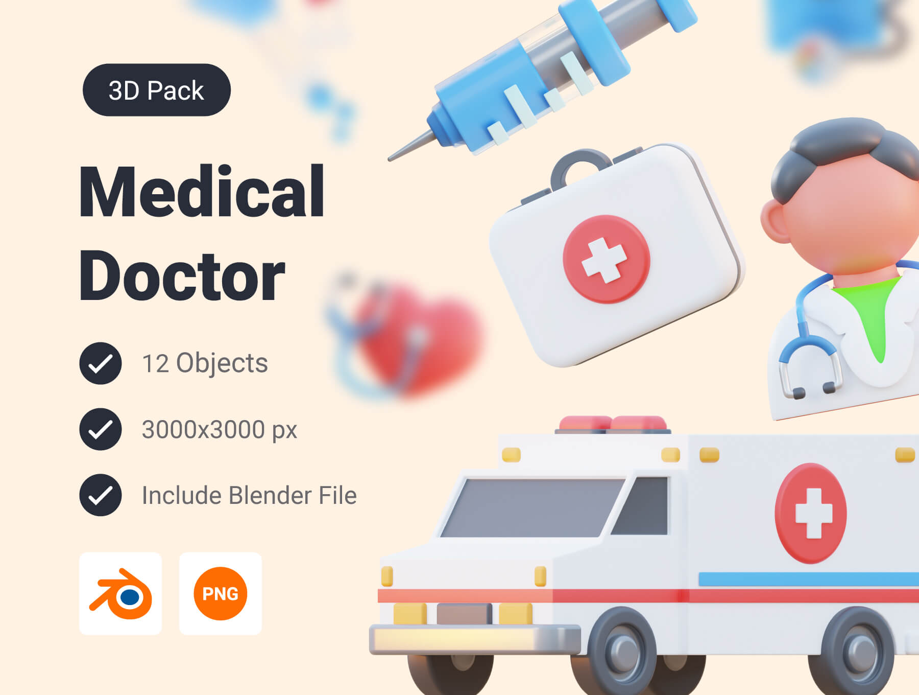 医疗和医生3D图标包Medical & Doctor 3D Icon Pack插图