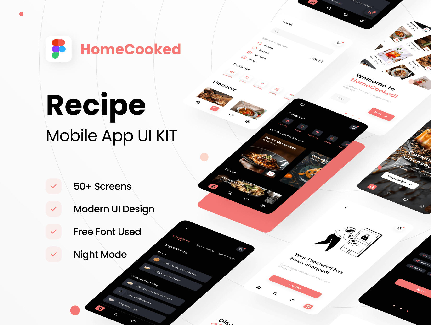 移动用户界面套件模板素材HomeCooked Recipe Mobile UI Kit插图