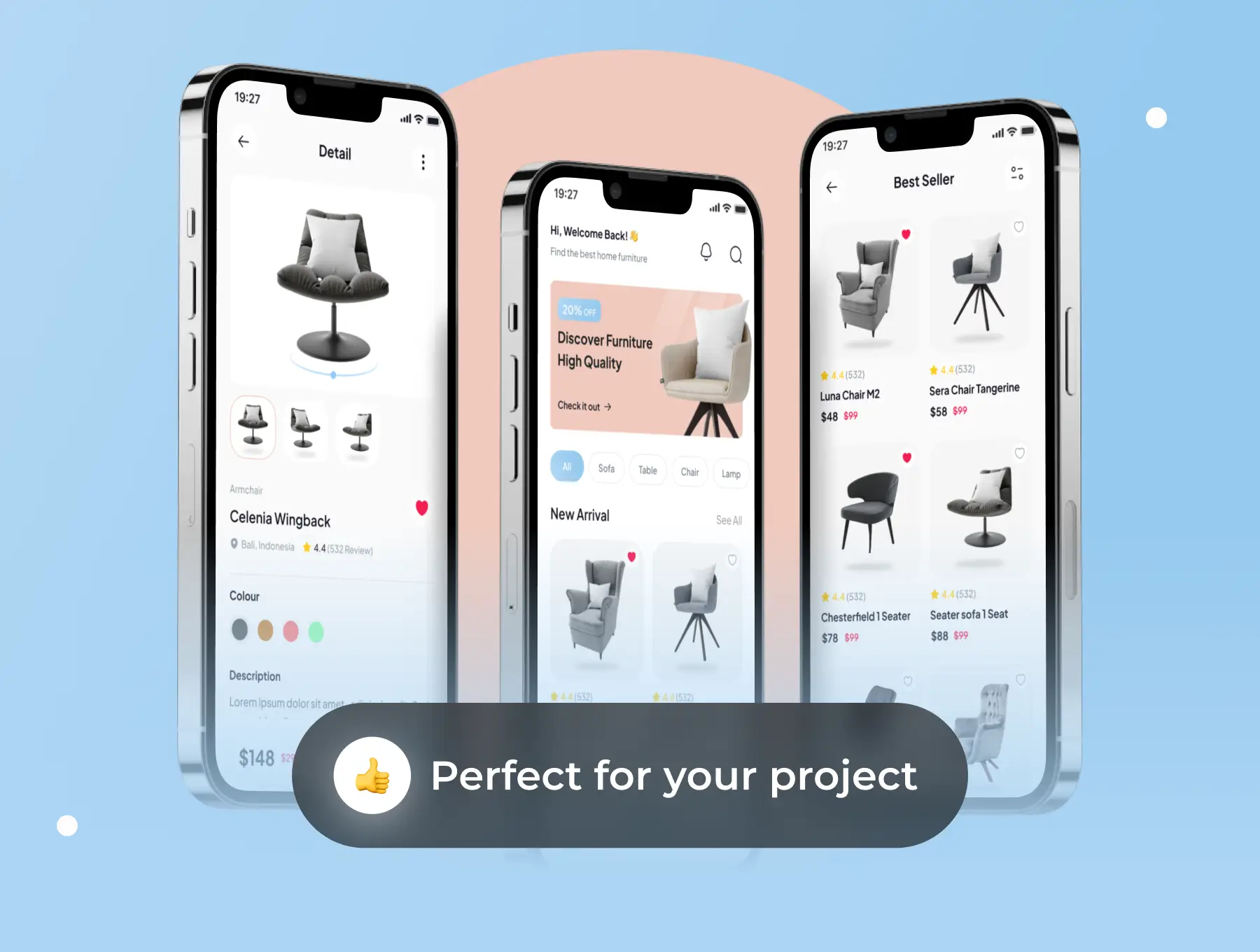 简约唯美家具应用程序UI套件Foornit – Furniture App UI Kit插图4