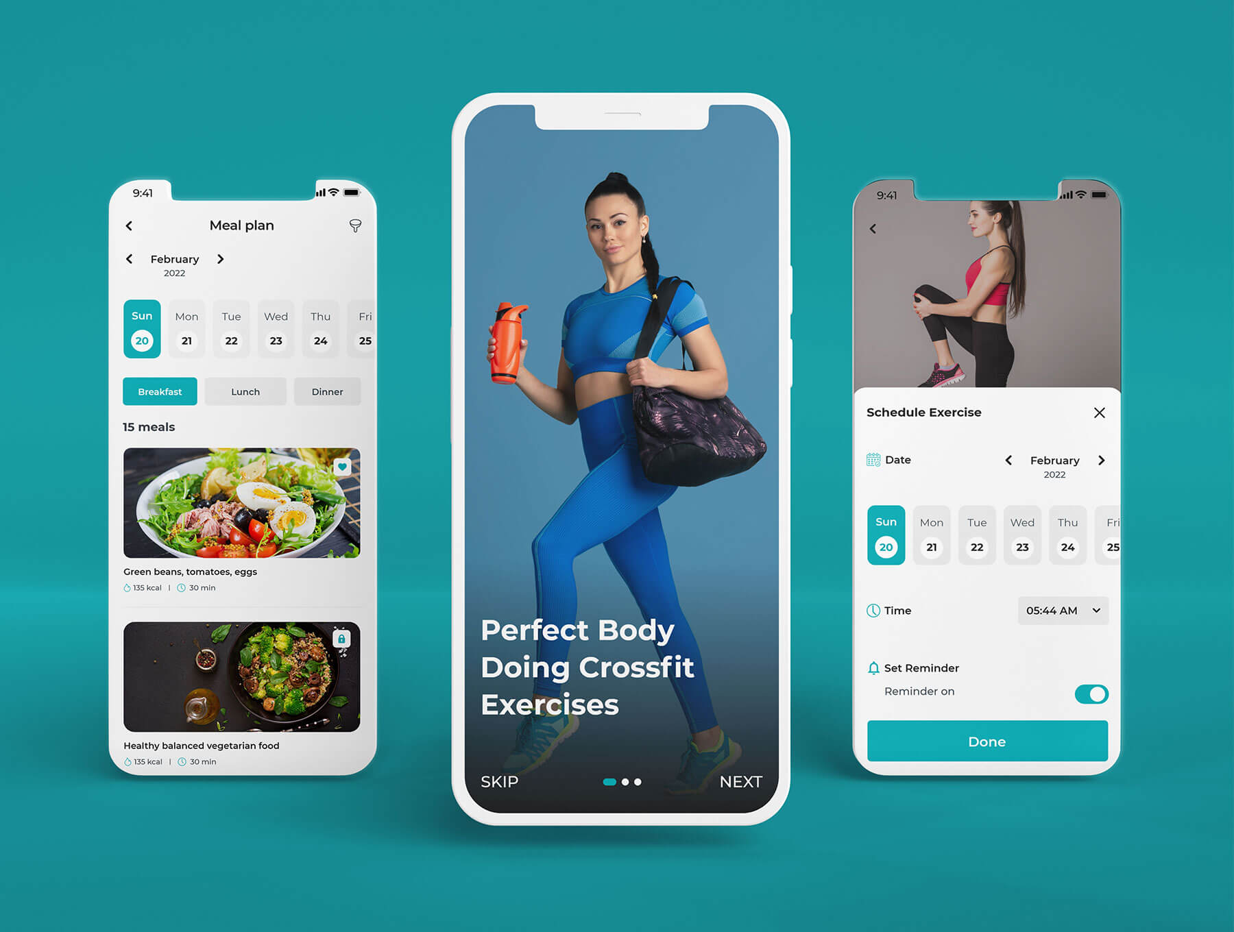 健身和膳食计划器健身移动UI套件FitMeal – Workouts & Meal Planner Fitness Mobile UI Kit插图