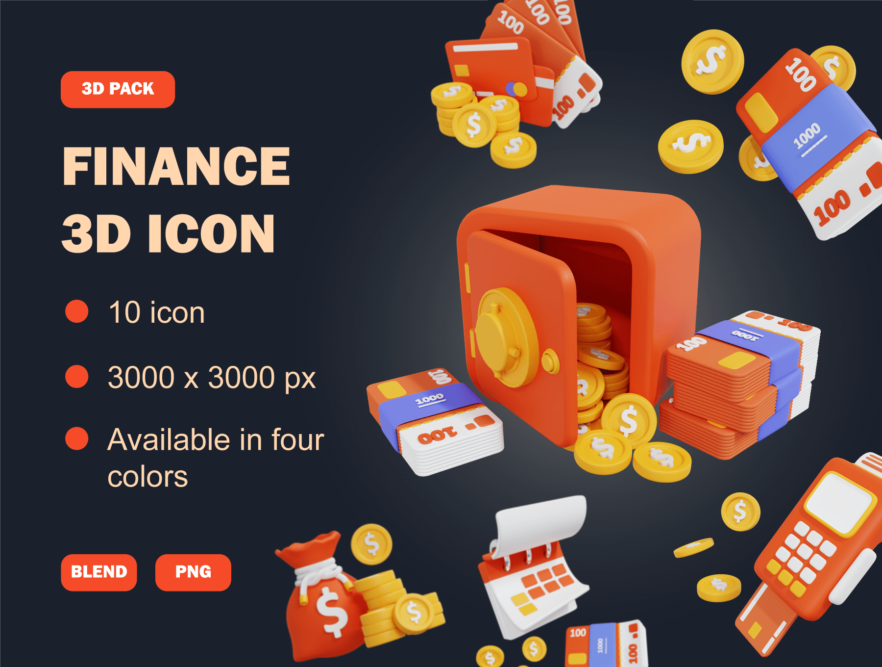 财务3D图标模板素材Finance 3D Icon插图