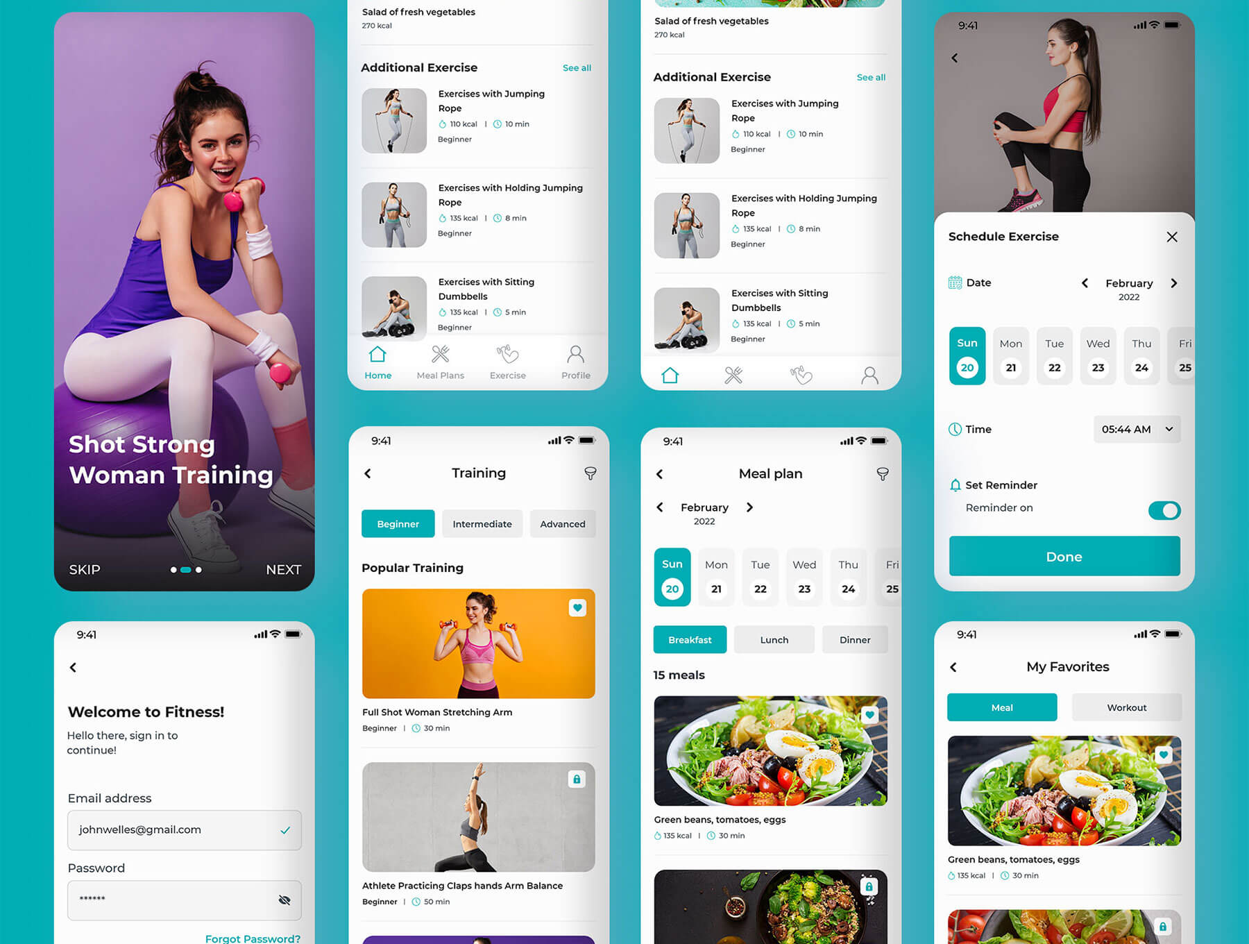 健身和膳食计划器健身移动UI套件FitMeal – Workouts & Meal Planner Fitness Mobile UI Kit插图4