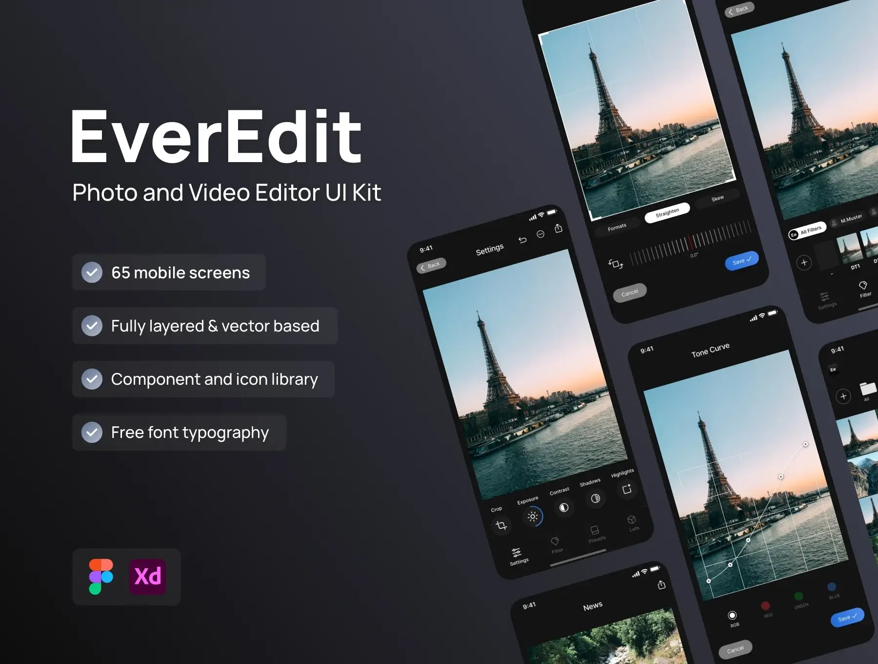 手机照片和视频编辑器UI套件EverEdit – Mobile Photo & Video Editor UI Kit
