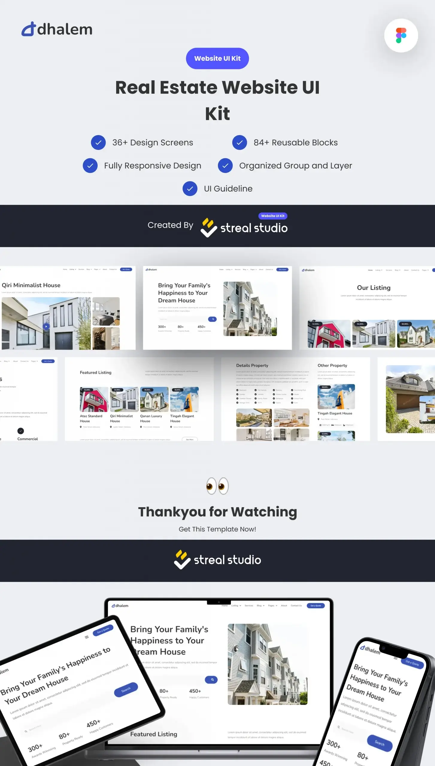 地产网站UI套件通用型模板Dhalem Real Estate Website UI Kit插图6