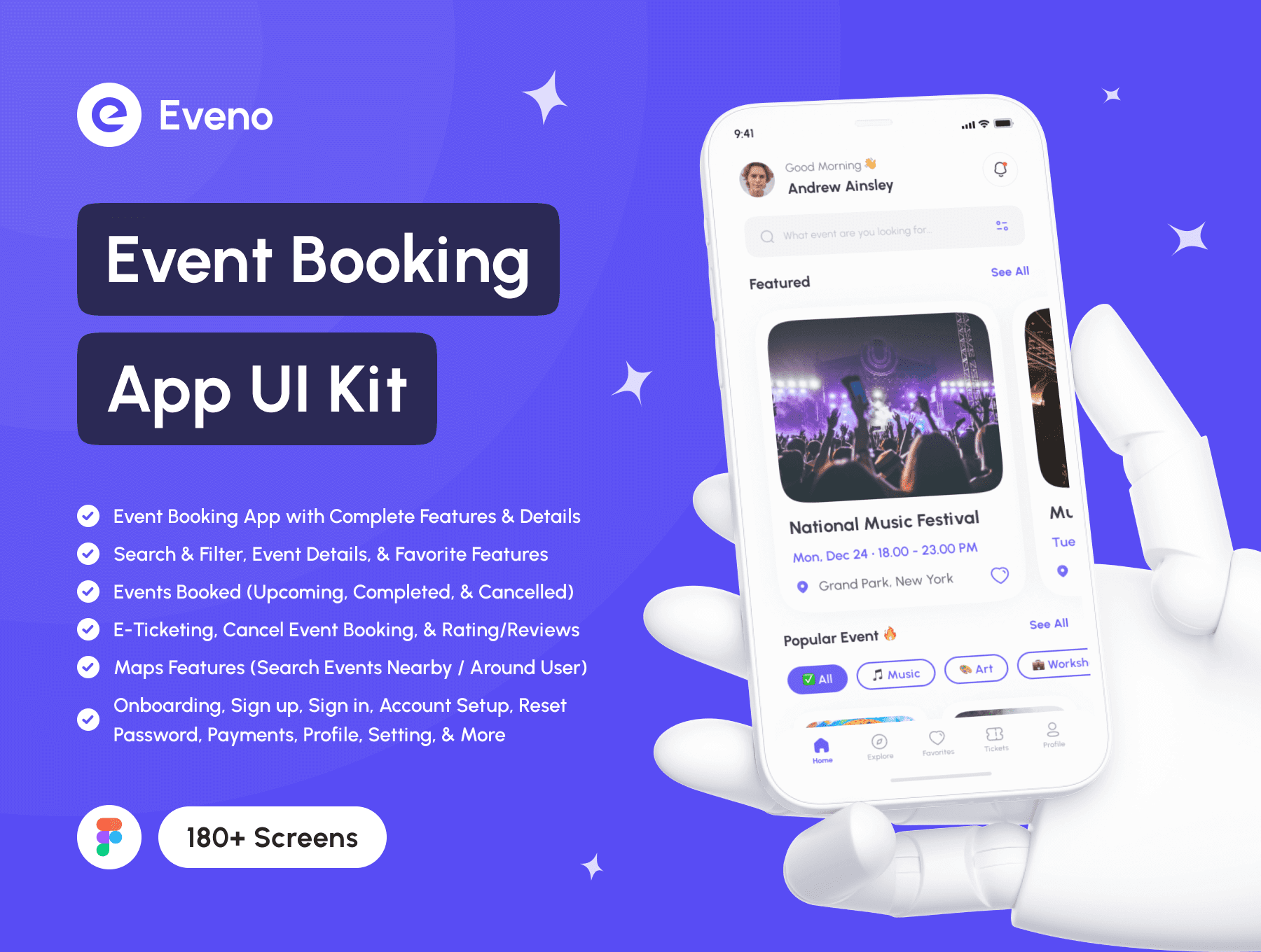 活动预订应用程序UI套件Eveno – Event Booking App UI Kit插图