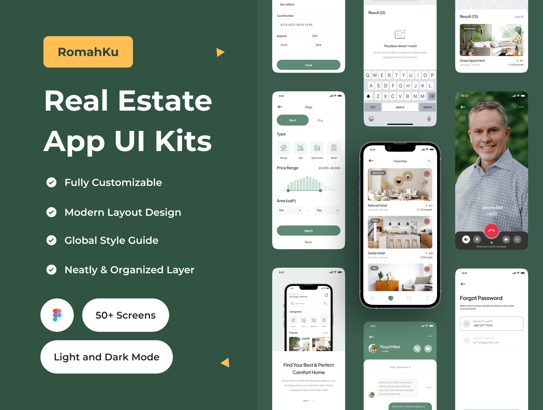 房地产应用UI套件模板素材Romahku – Real Estate App UI Kit插图