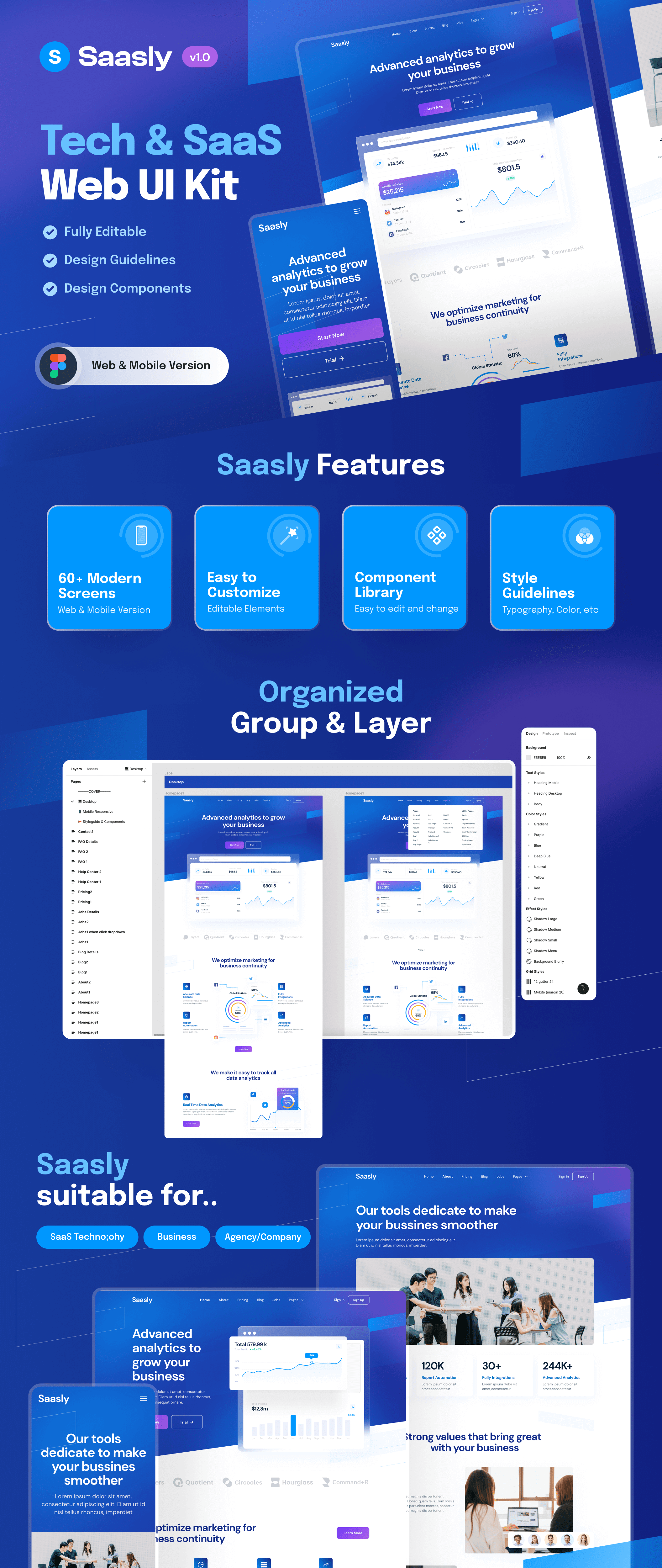 网站和移动用户界面套件模板素材下载Saasly – Website and Mobile UI Kit插图8