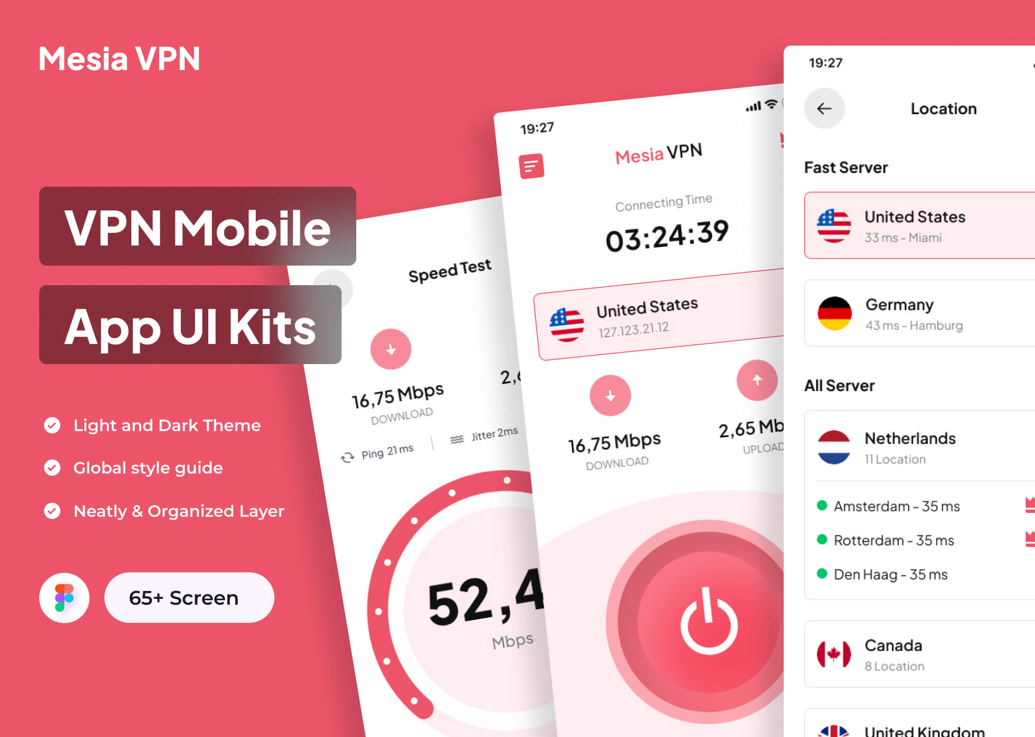 工具类管理移动应用UI套件Mesia VPN – VPN Mobile App UI Kits插图6
