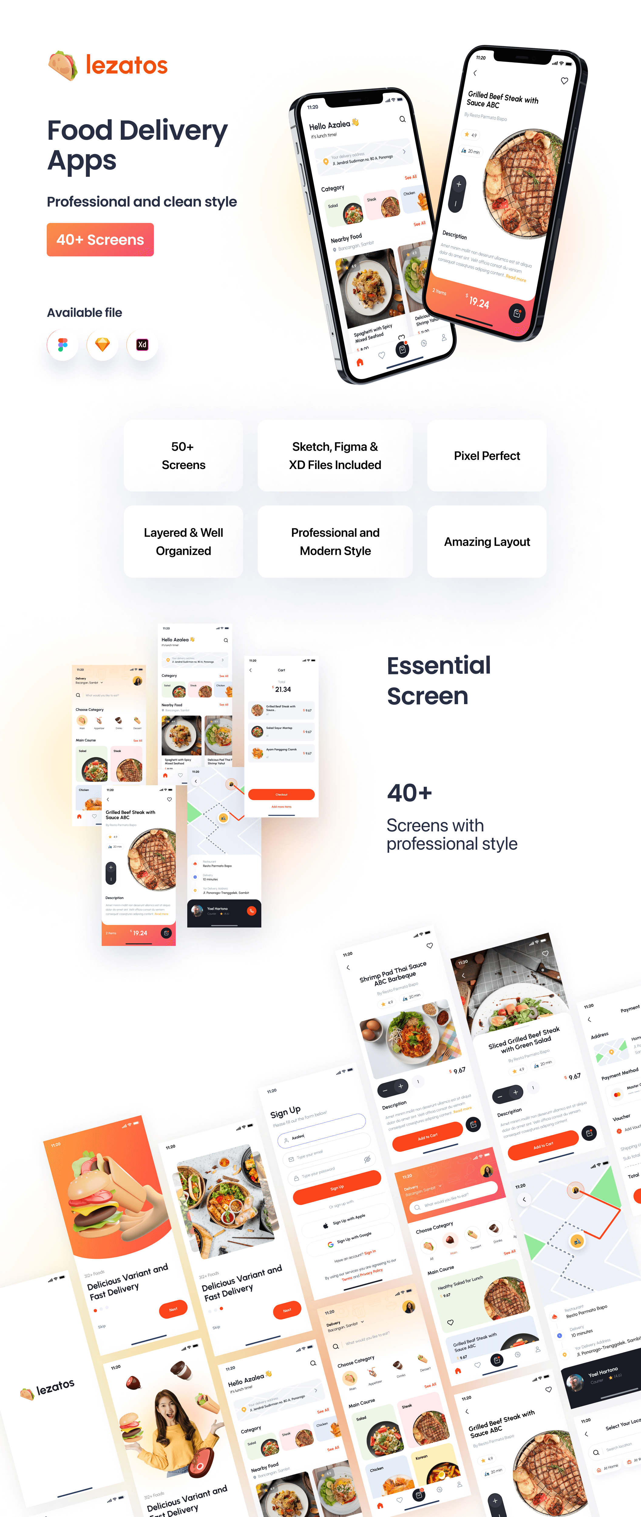 送餐应用程序素材模板下载Lezatos – Food Delivery Apps插图6