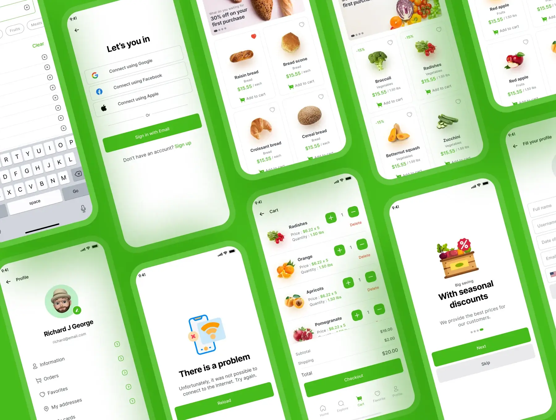 杂货店应用程序iOS Ui工具包素材模板下载Healthy Mart – Grocery App iOS Ui Kit插图3