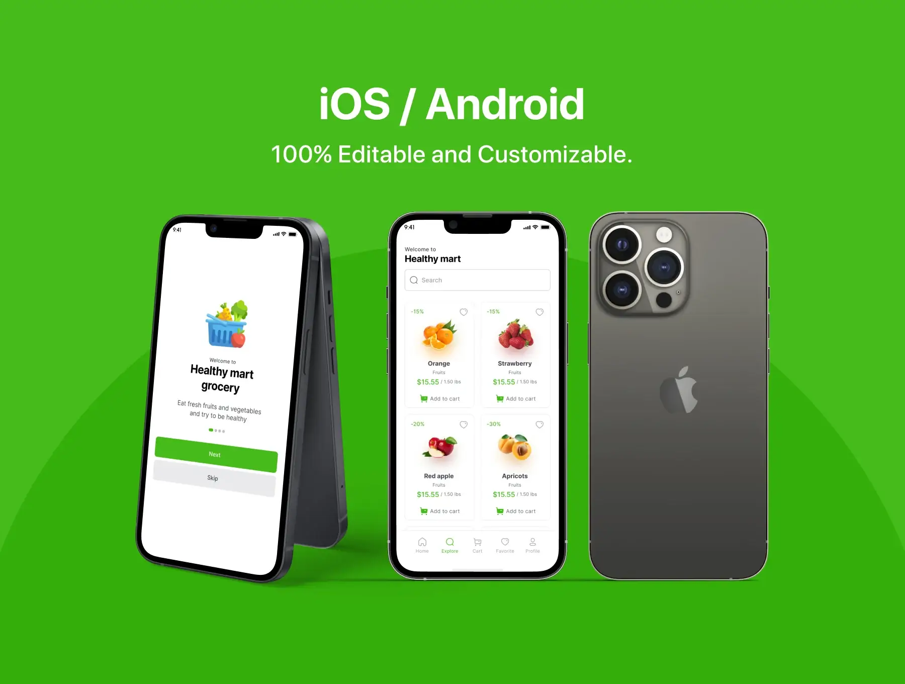 杂货店应用程序iOS Ui工具包素材模板下载Healthy Mart – Grocery App iOS Ui Kit插图4