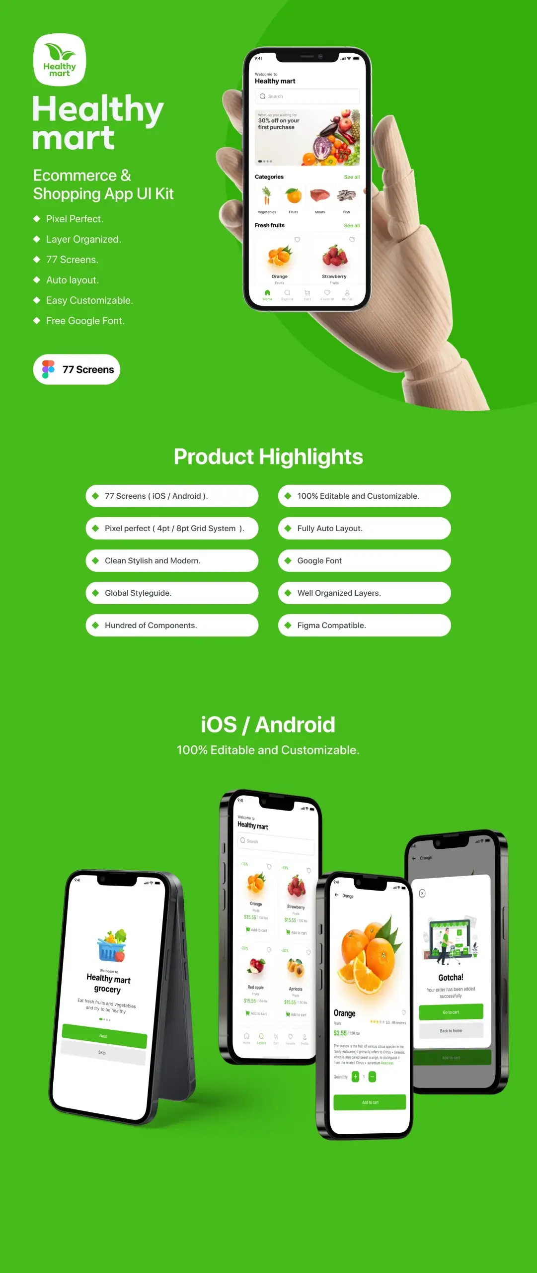 杂货店应用程序iOS Ui工具包素材模板下载Healthy Mart – Grocery App iOS Ui Kit插图6