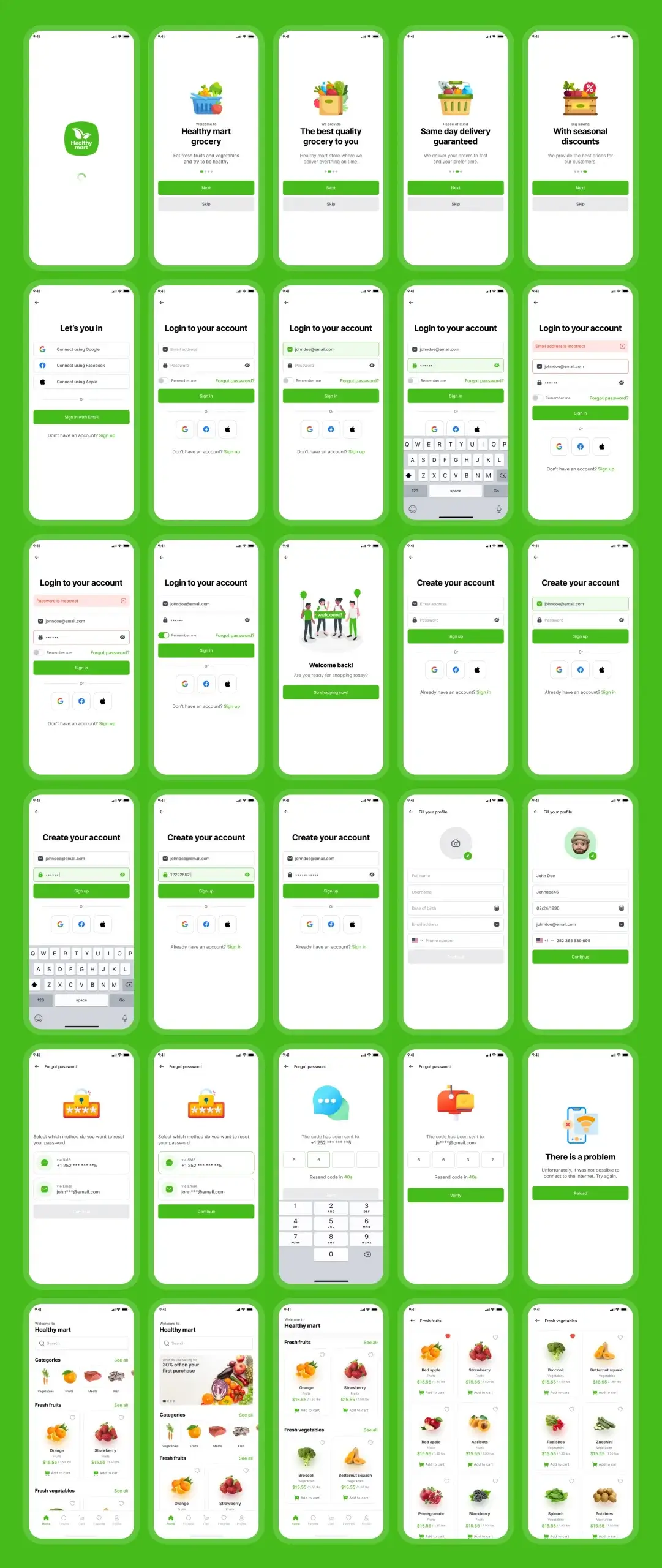 杂货店应用程序iOS Ui工具包素材模板下载Healthy Mart – Grocery App iOS Ui Kit插图7