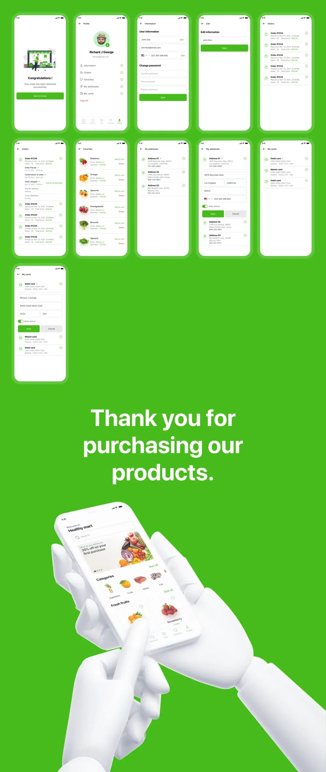 杂货店应用程序iOS Ui工具包素材模板下载Healthy Mart – Grocery App iOS Ui Kit插图9