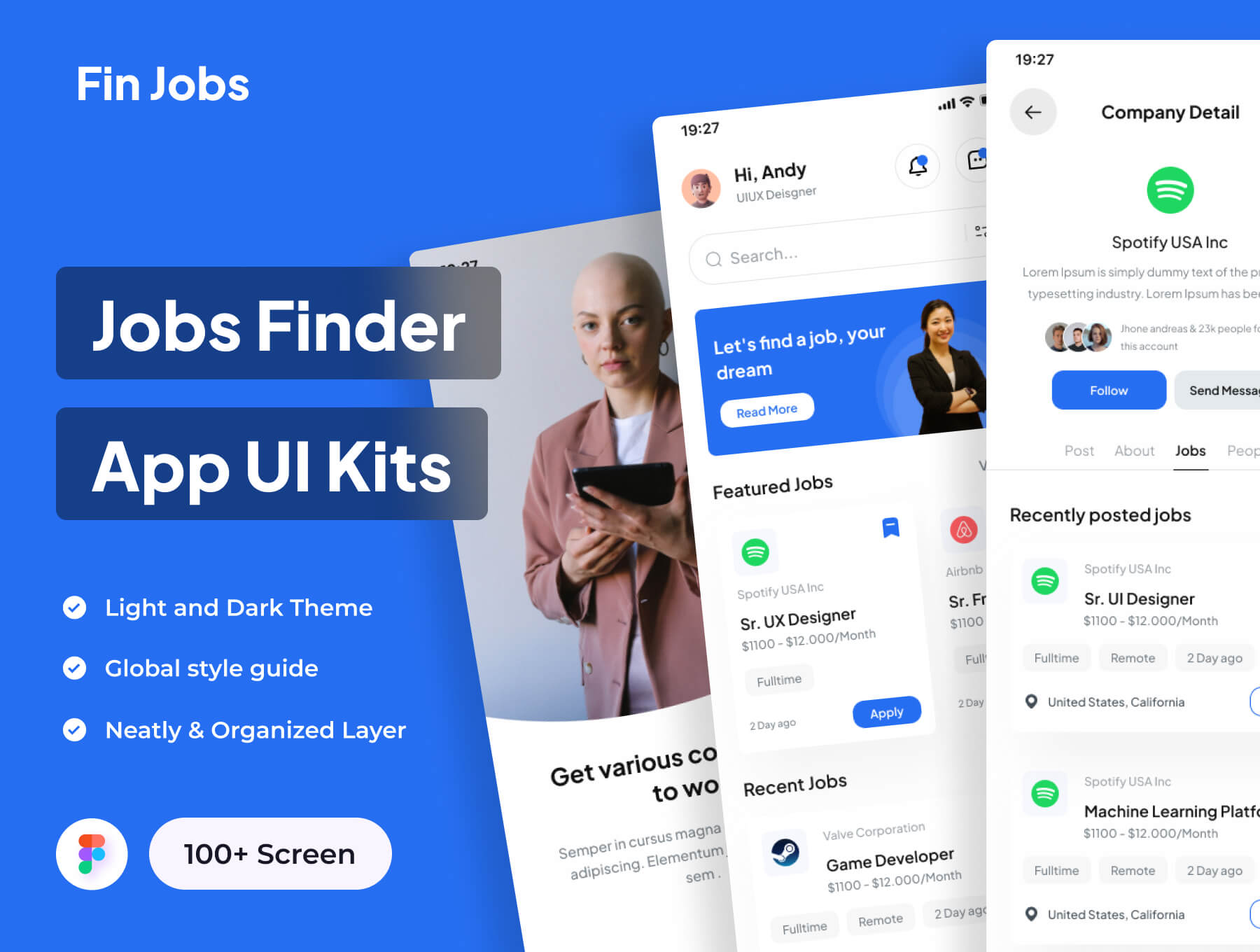 商务交流类应用程序UI工具包Fin Jobs – Jobs Finder App UI Kits插图