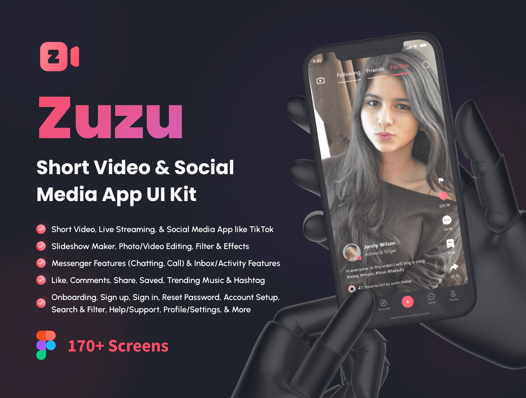 短视频和社交媒体应用UI套件Zuzu – Short Video & Social Media App UI Kit插图