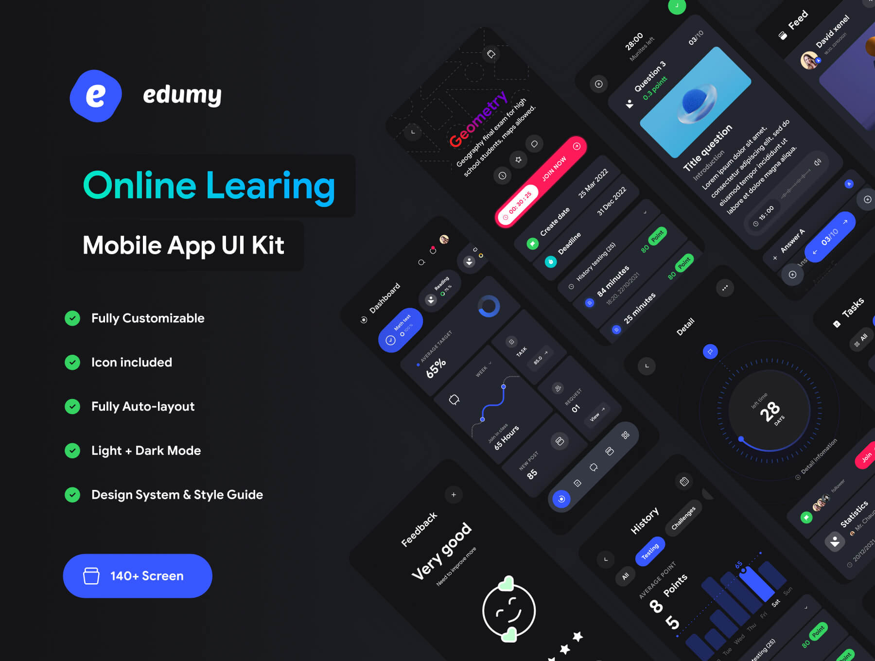 在线学习手机应用UI套件Edumy – Online Learning Mobile App UI Kit插图