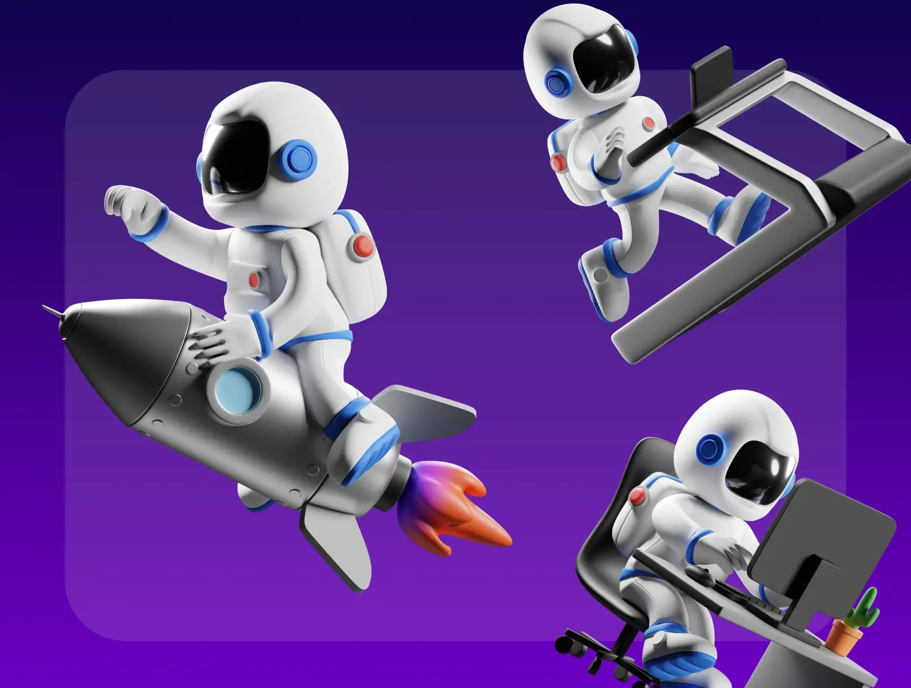 简约飞行员插图模板素材Astro 3D Illustration插图2