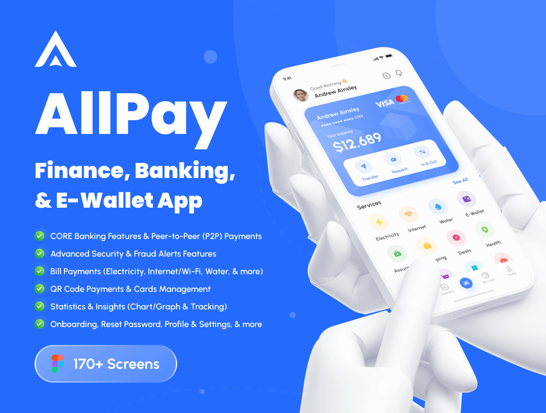 金融、银行和电子钱包应用程序UI套件模板素材下载AllPay – Finance, Banking, & E-Wallet App UI Kit插图