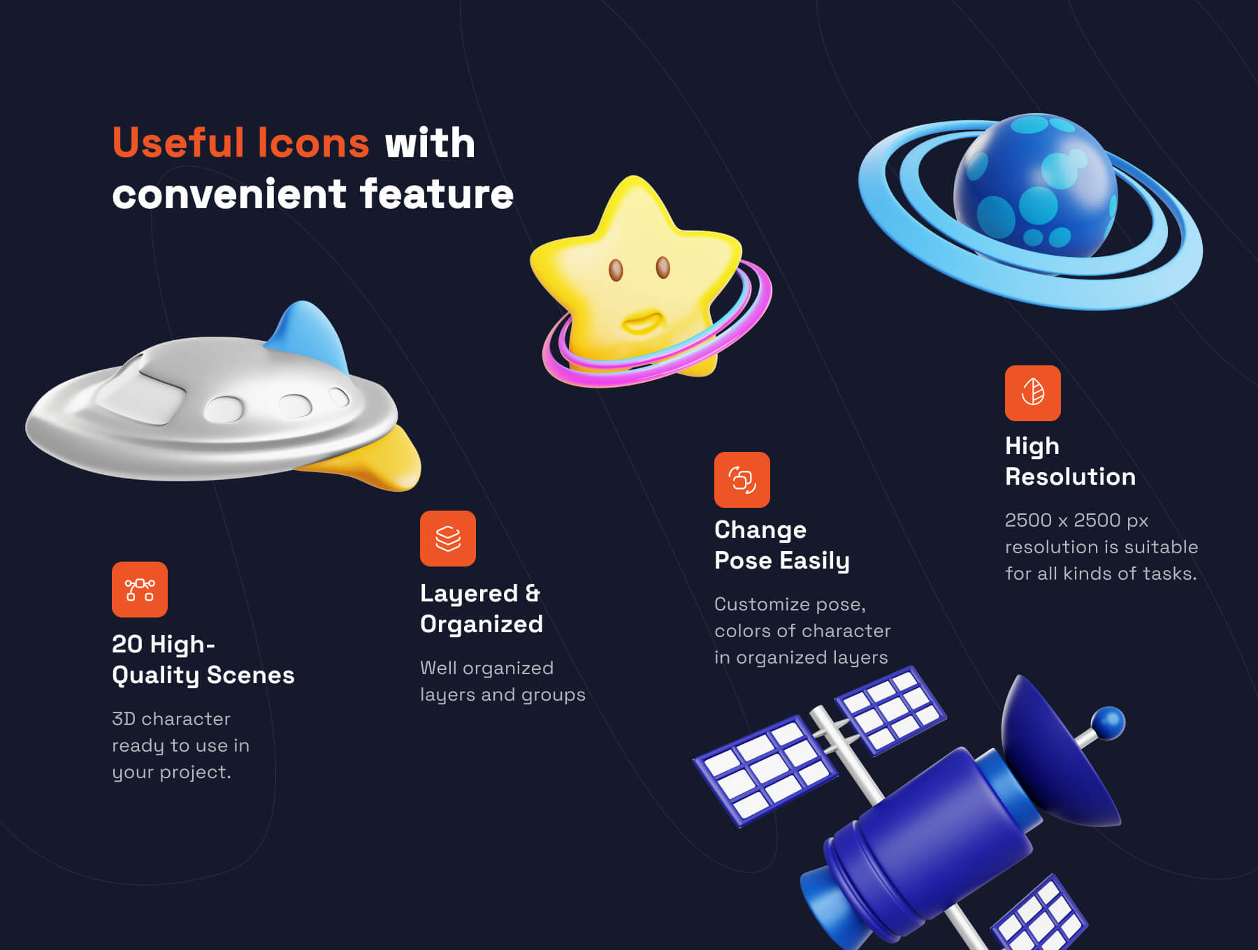 太空漫游3D图标包Space Odyssey 3D Icon Pack插图1