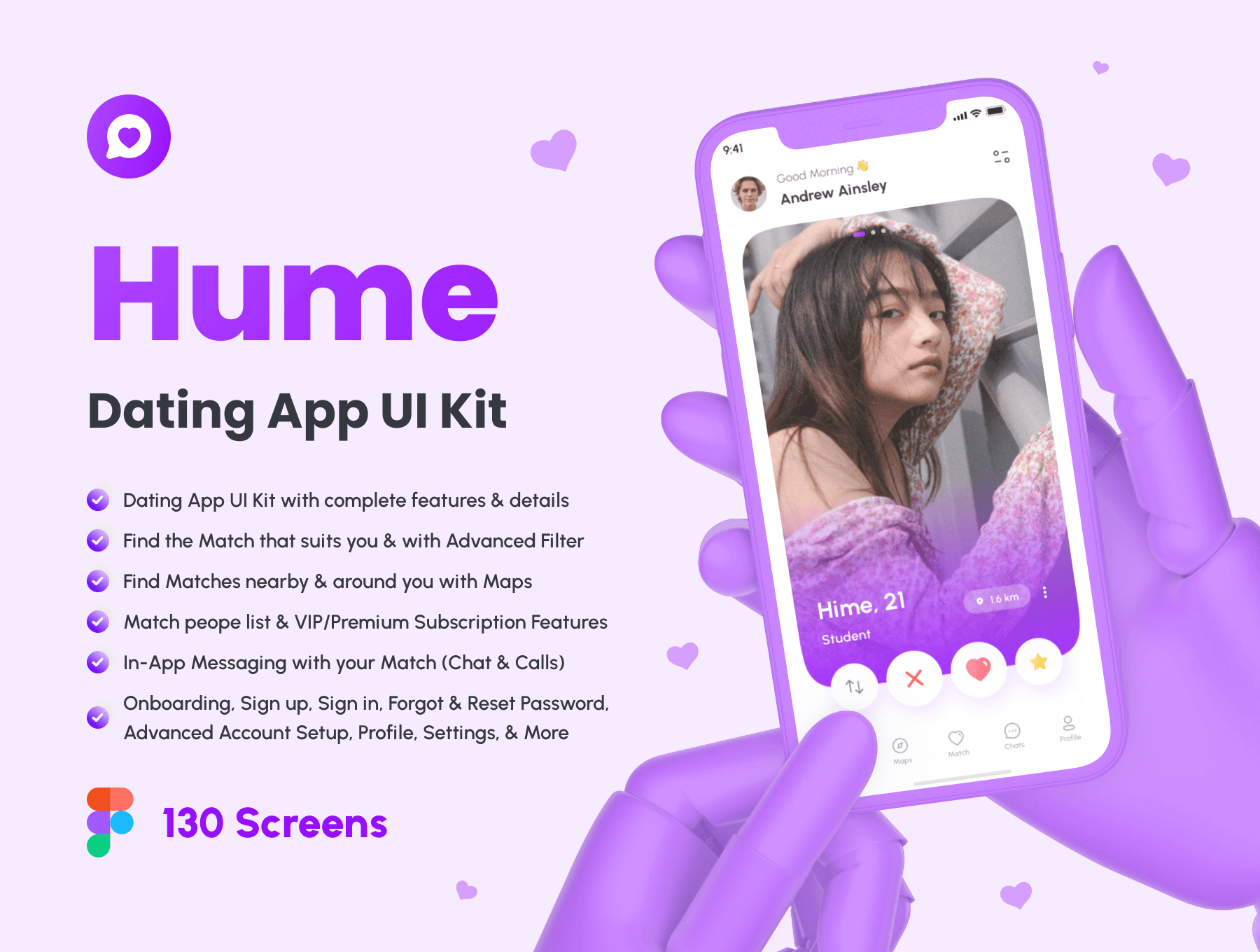 约会应用UI套件模板素材下载Hume – Dating App UI Kit插图