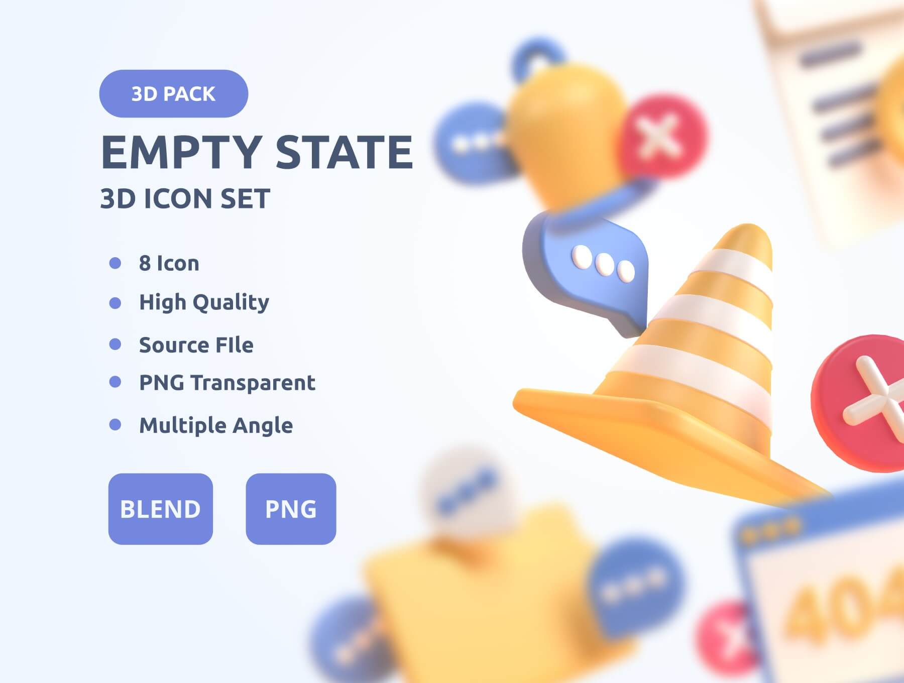 空状态三维图标集Empty State 3D Icon Set插图