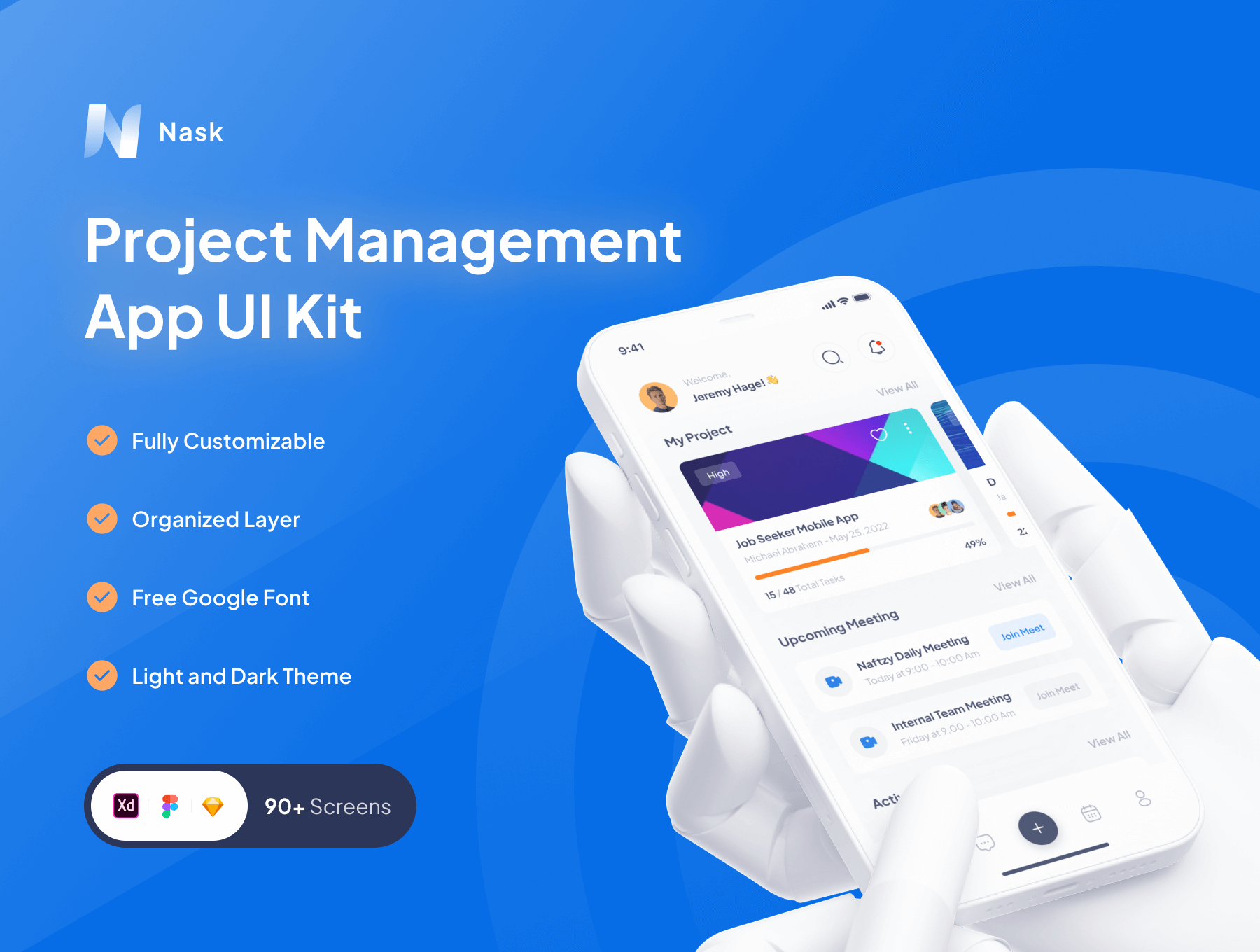 项目管理移动应用程序模板素材下载Nask – Project Management Mobile App插图
