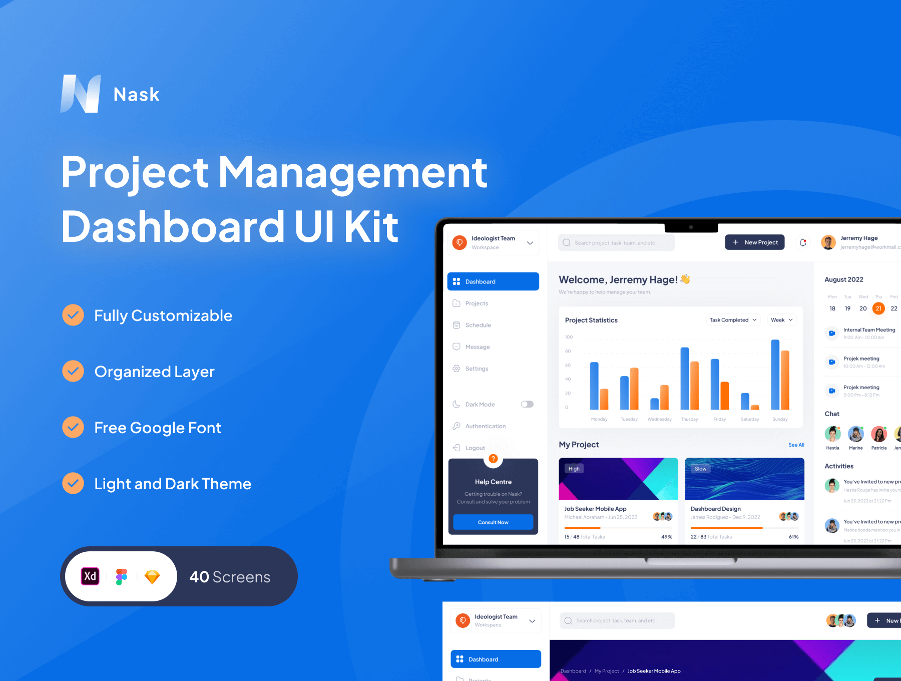 项目管理移动应用程序模板素材下载Nask – Project Management Mobile App插图8