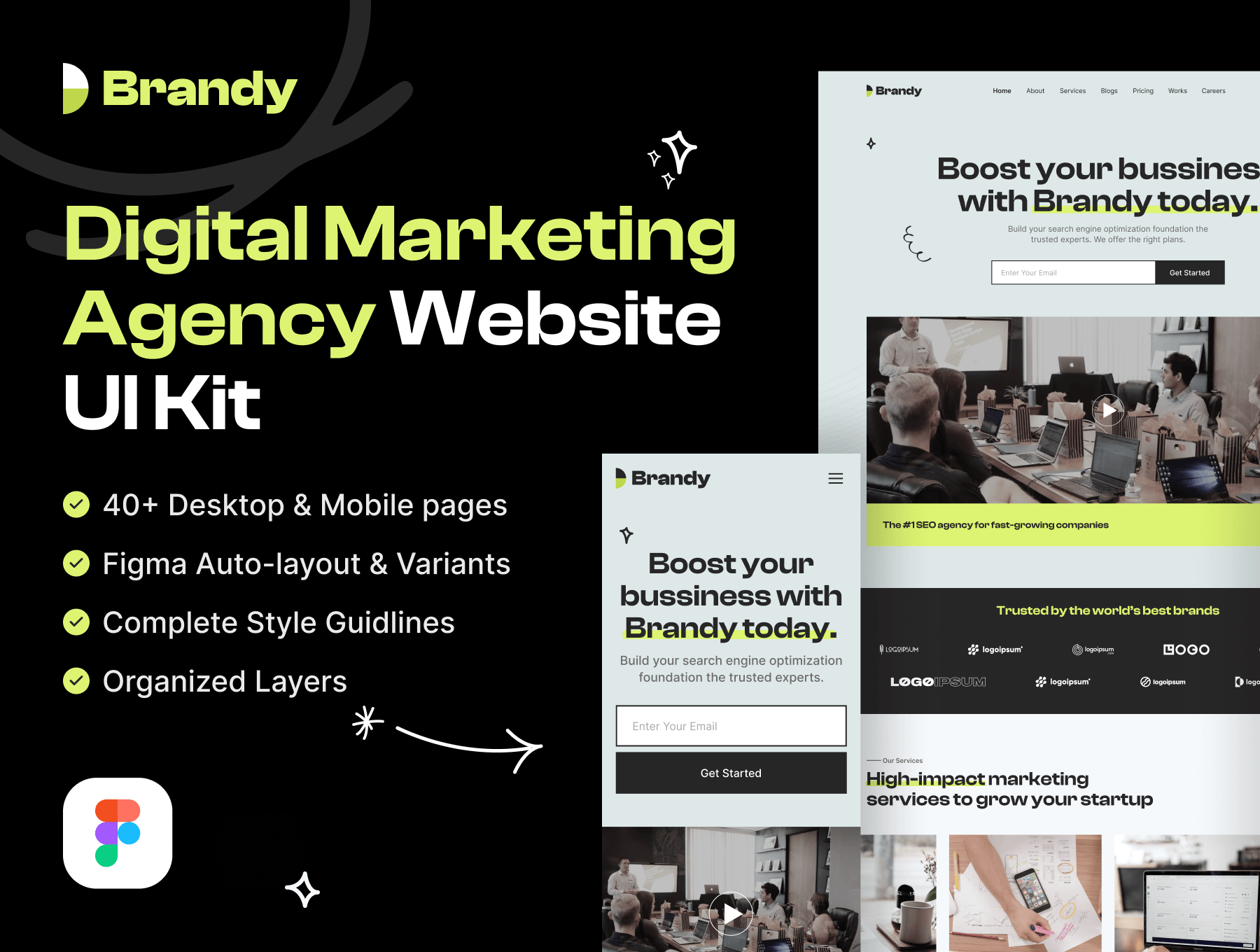 数字营销机构网站UI套件Brandy – Digital Marketing Agency Website UI Kit插图
