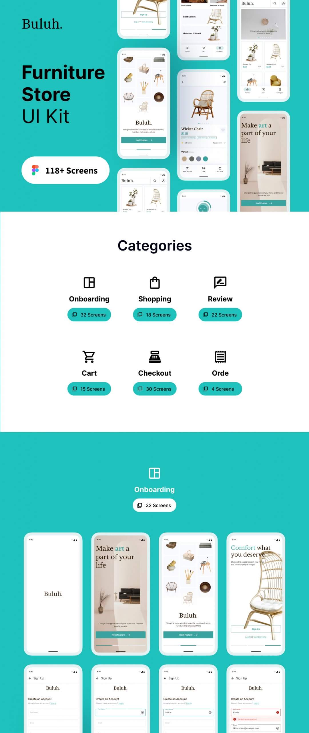 家具店移动应用UI套件Buluh – Furniture Shop Mobile App UI Kit插图8