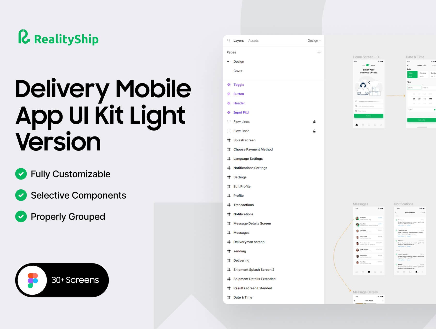 交通类管理应用模版素材RealityShip – delivery and shipping app UI kit Design插图