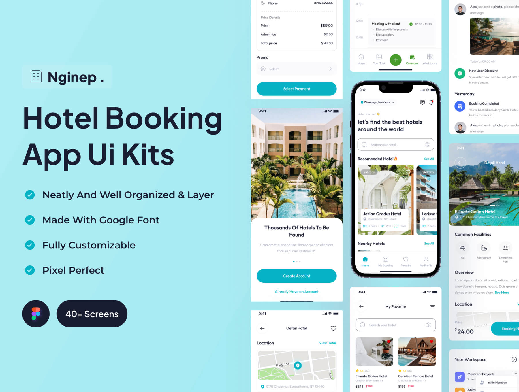 酒店预订应用UI套件旅游管理类Nginep – Hotel Booking App Ui Kits插图