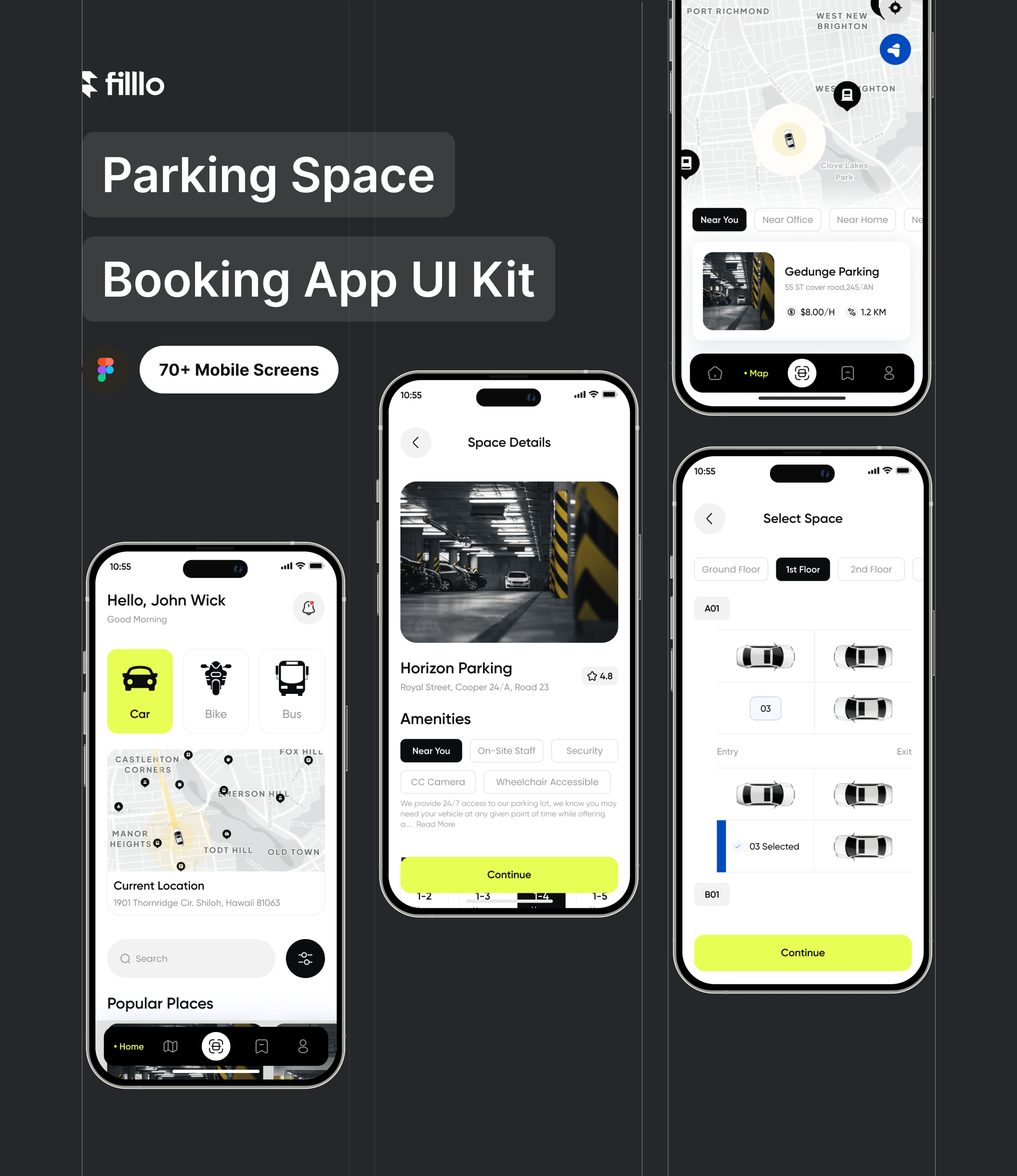 停车厂应用管理系统模版素材Filllo Parking Space Booking App UI Kit插图7