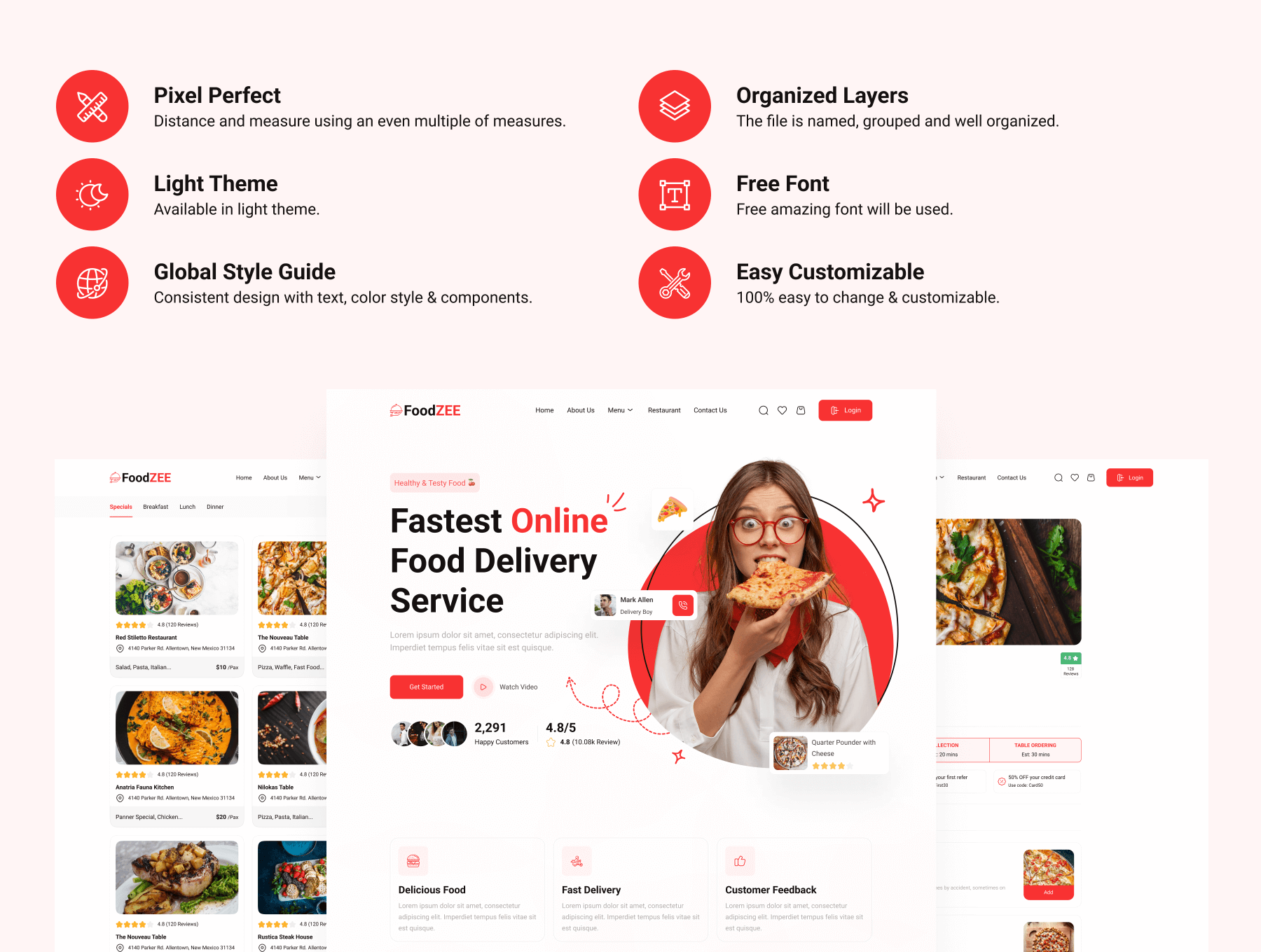 食物医疗模版素材在线网站素材下载Food Delivery Web UI Kit插图1