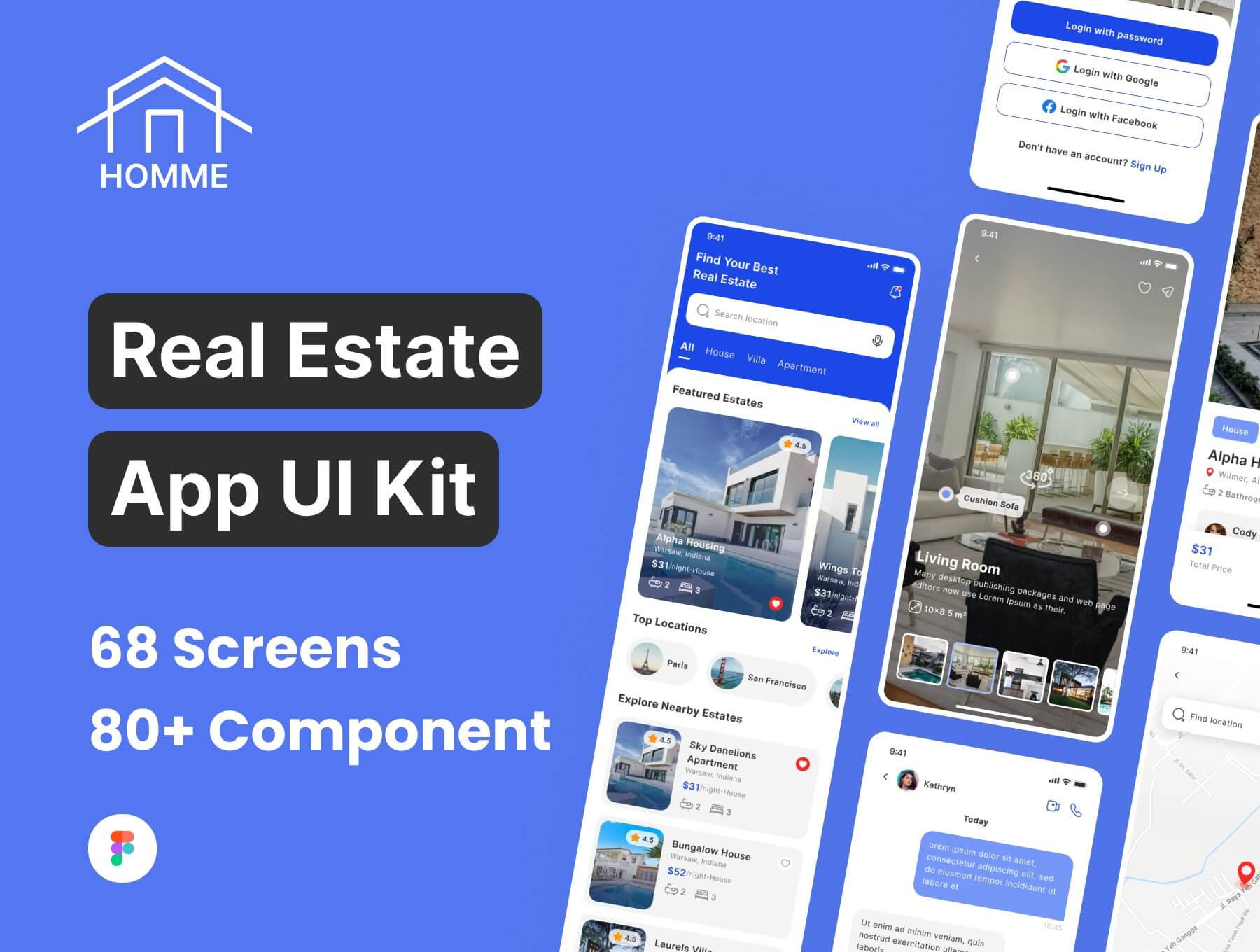 家庭管理应用智能家居素材模版素材HOMME – Real Estate App UI Kit插图