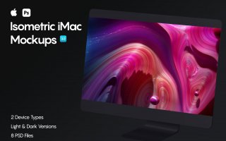 精致创意imac电脑模版素材展示样机素材Isometric iMac Pro Mockup 3.0