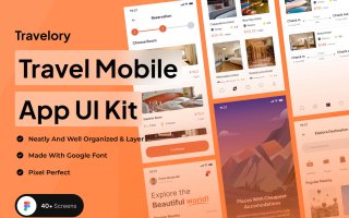 旅游类移动应用程序模板UI kit 素材模板下载Travelory – Travel Mobile App UI Kit