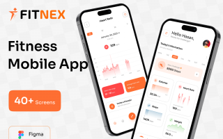 橙色主题健身手机应用UI套件模板素材Fitnex – Fitness Mobile App UI Kit