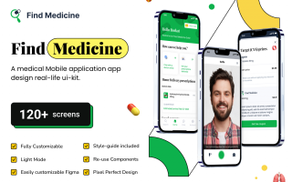 工具查找移动应用程序Ui套件设计Find Medicine Mobile App Ui Kit Design
