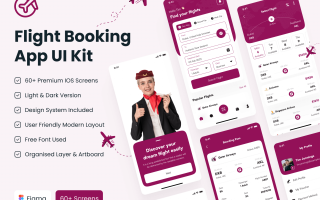 航班预订应用程序UI套件Flight Booking App UI Kit