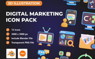 数字营销3D图标包素材素材Digital Marketing 3D Icon Pack