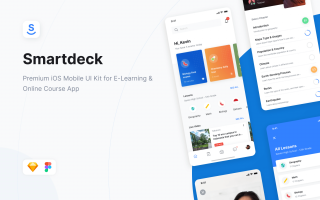 学生移动课程电子学习应用UI套件Smartdeck Student Mobile Course E-Learning App UI Kit
