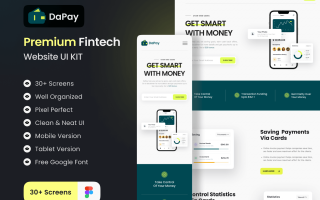 支付类金融科技登录页模板素材DaPay – Fintech Landing Page UI KIT